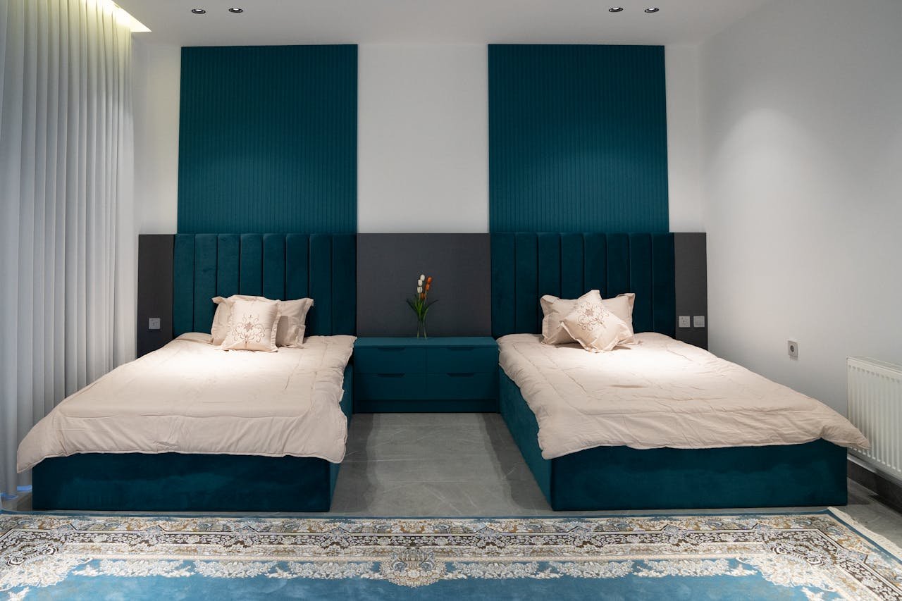 Chambre bleu canard